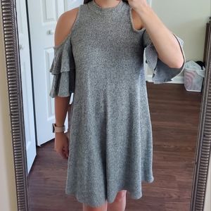 Soprano Grey Cold Shoulder Sweater Dress